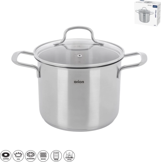 Faitout en inox ANETT Glass 3,6 l avec couvercle en verre