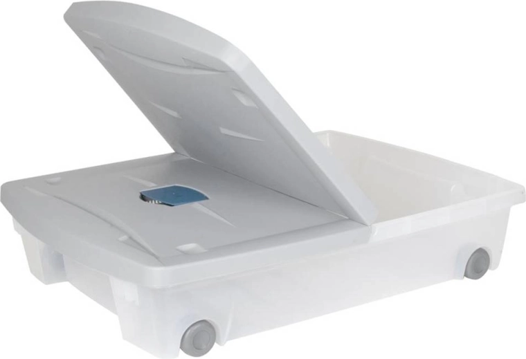 Scatola di plastica sottoletto 50 l con ruote e coperchio, grigio chiaro