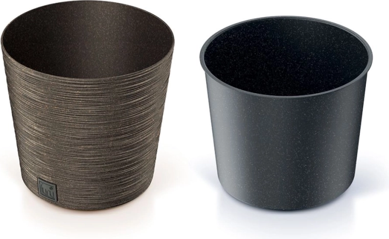 Vaso Furu Round Low Eco Wood con inserto 25 cm – caffè