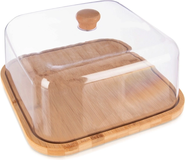Vassoio da portata in bambù con coperchio, quadrato 30 × 30 × 17 cm