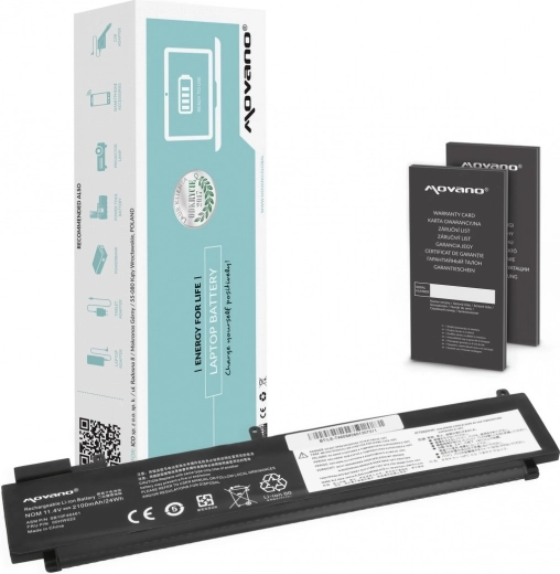 Batteria Movano per Lenovo ThinkPad T480s (L17L3P71, 01AV478) 4650 mAh 54 Wh