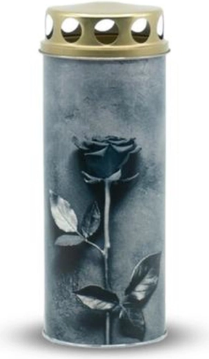 Cemetery candle gray rose 195 g with lid