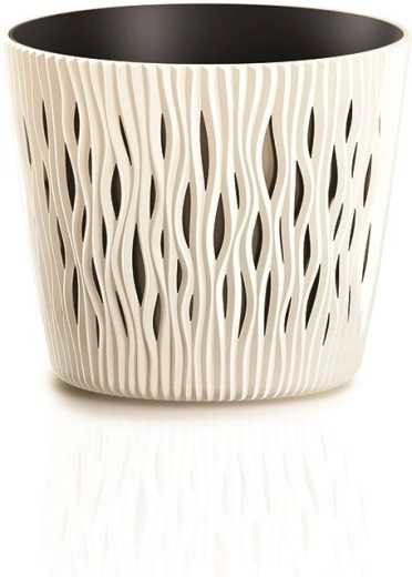 Sandy Round Flower Pot with Insert 18.9 cm – Cream