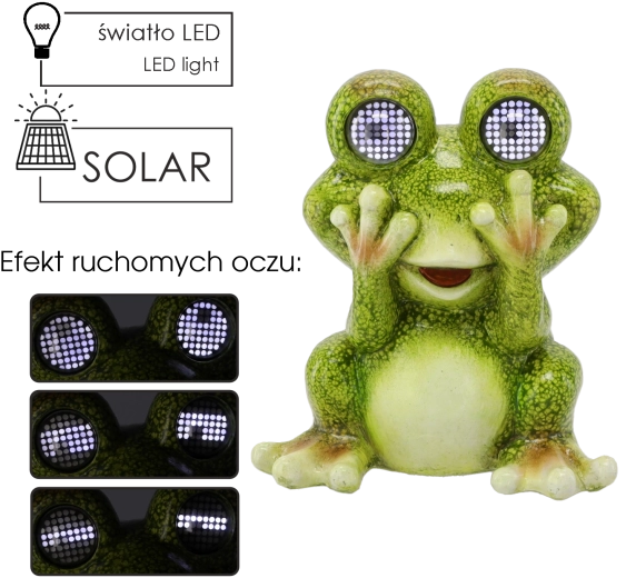 Grenouille de jardin aux yeux lumineux à énergie solaire