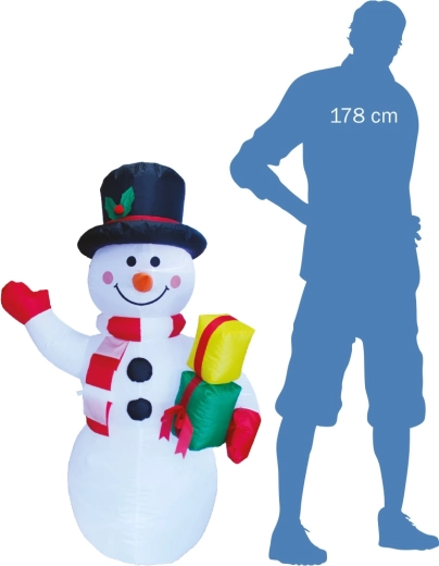 Bonhomme de neige gonflable lumineux avec cadeaux 124 cm