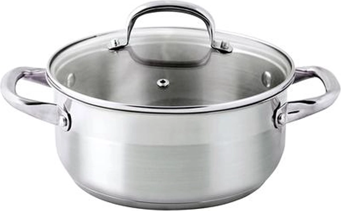 Stainless steel saucepan with glass lid 1.4 l, diameter 16 cm
