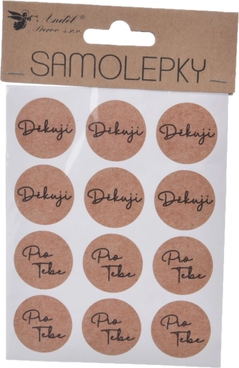 Samolepky „Ďakujem / pre teba“ – okrúhle etikety 3 cm, 12 ks