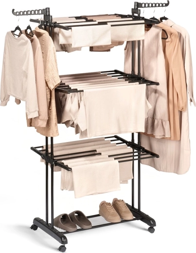 Metal vertical clothes drying rack on wheels 125 × 170 cm – VILDE