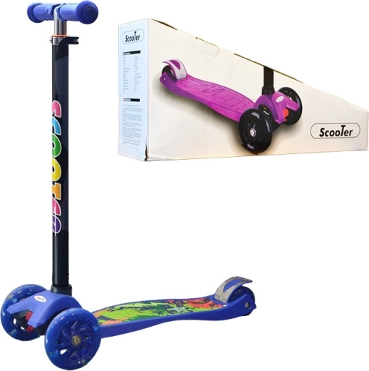 Monopattino a tre ruote per bambini con ruote luminose – blu