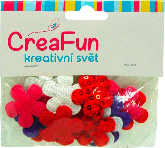 Fiori tessili con paillettes, mix di colori, 28 mm, 20 pz