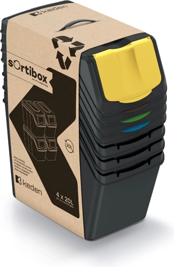 Set di bidoni per la raccolta differenziata Sortibox 4×20 l – contenitori impilabili per rifiuti