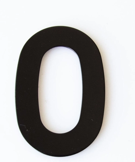 House number 0, 95 mm, stainless steel, matte black