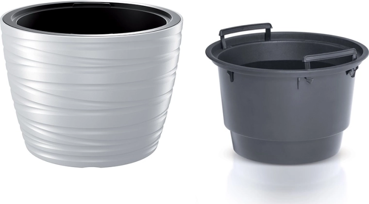 Vaso basso con inserto MAZE 37,5 cm – bianco