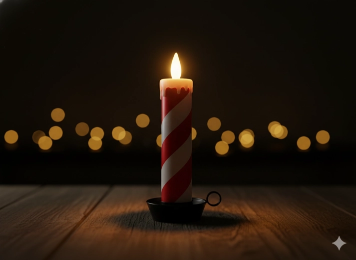 Božićna LED svijeća bijelo-crvena 10 × 10 × 27,5 cm s timerom