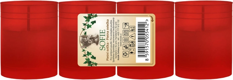 Replacement grave candle refill red 6 cm, paraffin, 4×15 h, 4 pcs