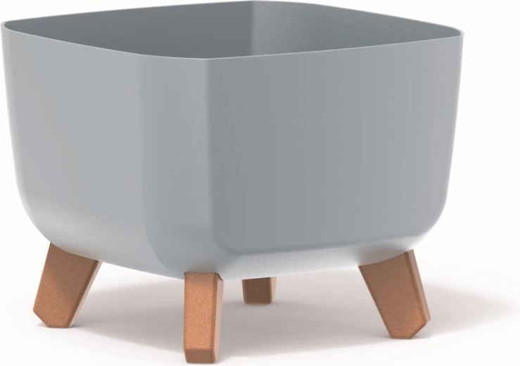 Pot de fleurs Gracia Square 29 × 29 × 22 cm gris clair avec imitation bois