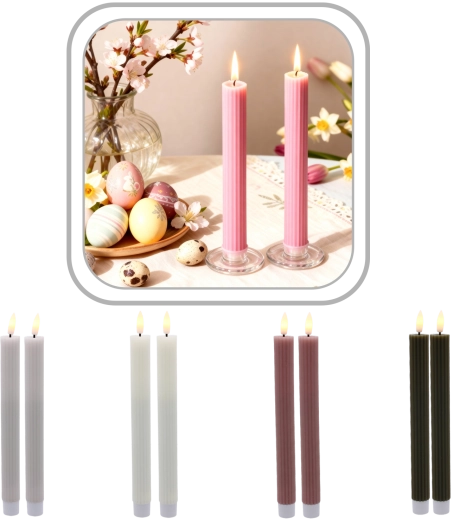 Set of Wax LED Candles 2.2 × 24.5 cm – Mixed Colors (2 pcs)