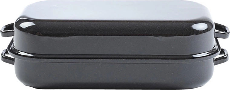Enamelled roasting pan with lid 30 × 17 cm, smooth surface, 2-piece