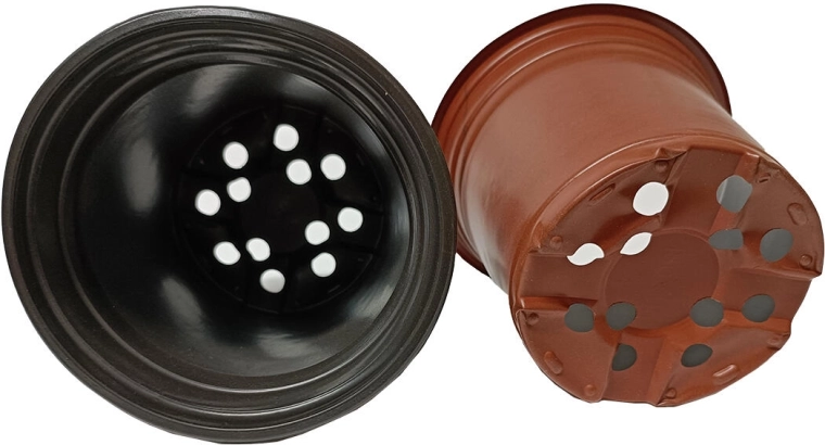 Lightweight flower pot 12.8 cm terracotta/black