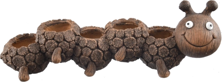 RONA ceramic planter in the shape of a caterpillar, wood-look finish, 64 cm