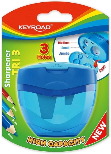 Keyroad Tri Plus Sharpener with High-Capacity Container, Blue