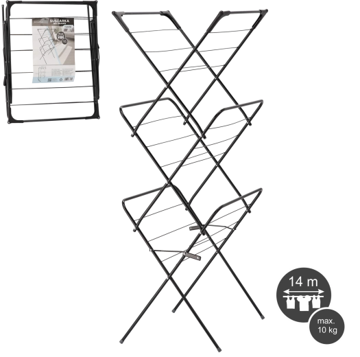Sklopivi stalak za sušenje rublja Camilla, crni 62 × 51 × 136,5 cm