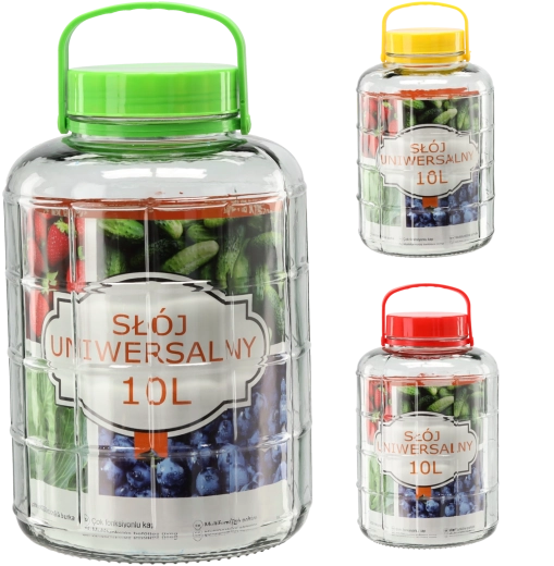 Contenitore in vetro da 10 l con coperchio in plastica