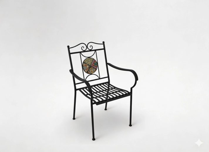 Fauteuil de jardin en métal à mosaïque 58 × 59 × 92 cm
