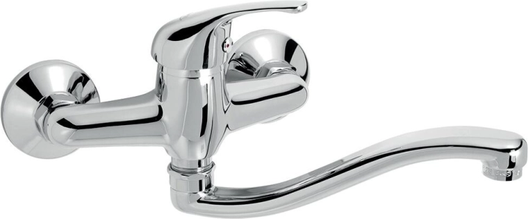 Wall-mounted sink faucet TITANIA IRIS, chrome, 250 mm spout