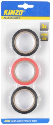 Izolacijska električarska traka Kinzo 18 mm x 10 m, 3 kom