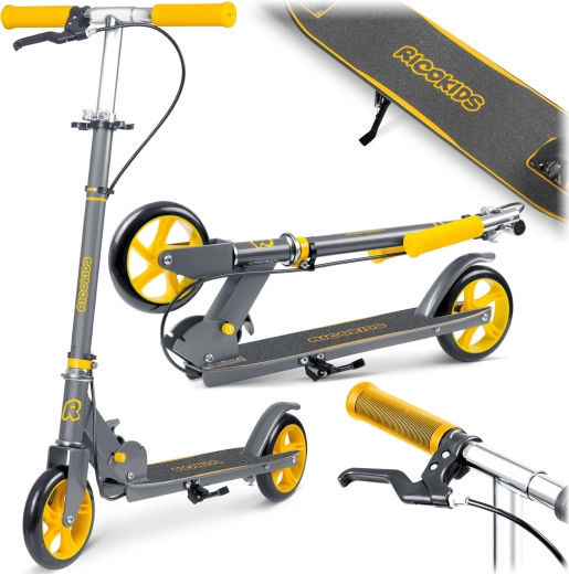 Monopattino pieghevole per bambini RICOKIDS Kodi grigio‑arancione con freno a mano e a pedale