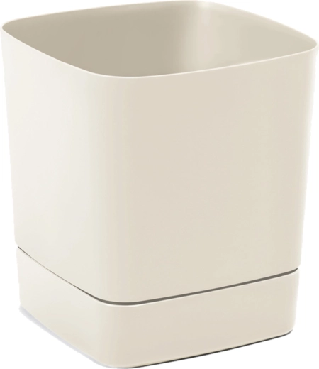 Cache-pot avec soucoupe Clima 190 × 190 mm beige en plastique recyclé