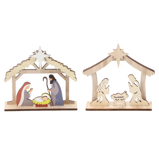 Décoration de Noël en bois crèche Szopka – lot de 12 pièces