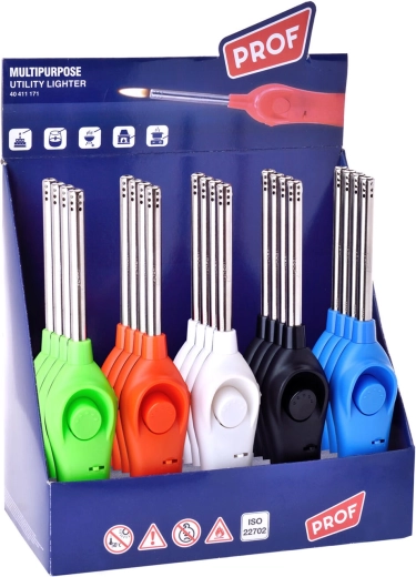 Prof refillable flame lighter with child lock 23.5 cm