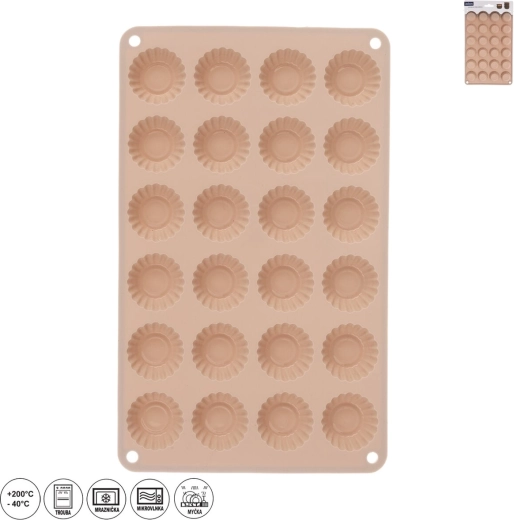Moule en silicone pour mini tartelettes, 24 pièces, beige