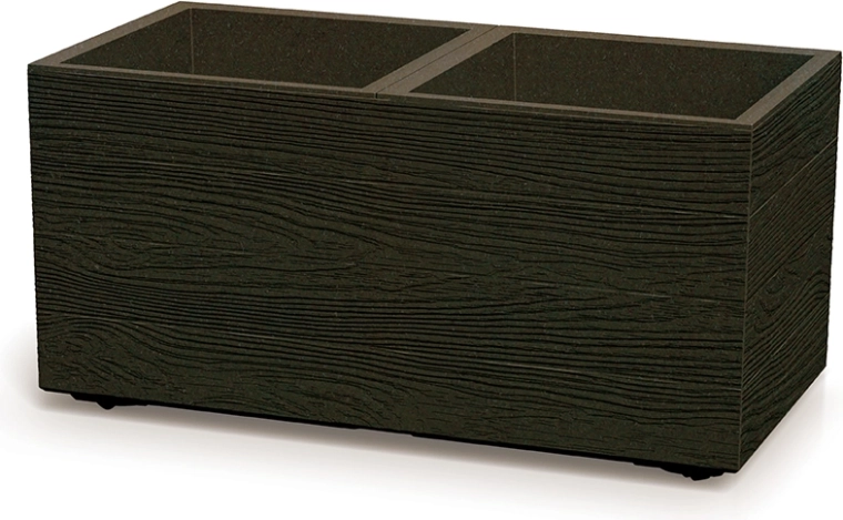 Jardinière en plastique imitation bois 77 cm, couleur café, PROSPERPLAST Madera Case