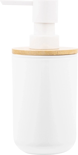 Plast sæbedispenser med bambus 7 × 7 × 16 cm
