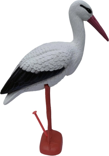 Garden decoration stork made of PE, realistic statue on base
