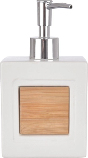 Dispenser per sapone liquido in dolomite con elemento in bambù 350 ml