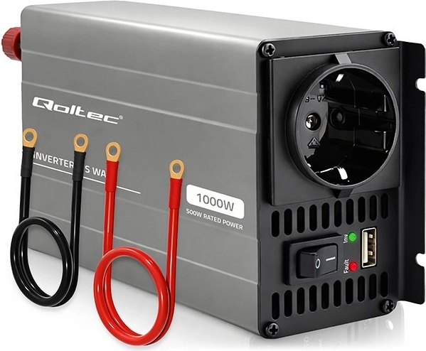 Inverter di tensione Qoltec MS Wave da 12 V a 230 V 500/1000 W