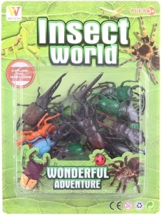 Collection of Plastic Bugs on Card