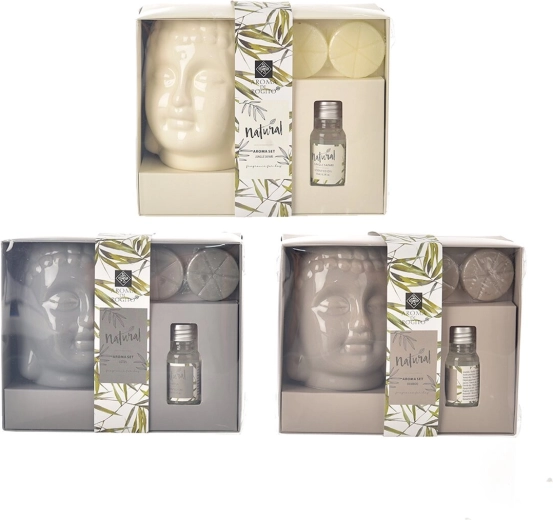 Ceramic Buddha aroma oil burner – set of 3 pcs (mixed variants)