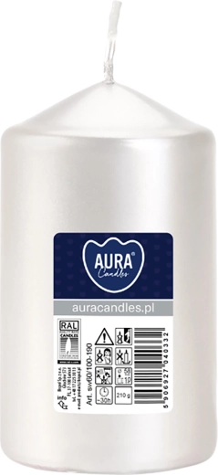 Metallic Glossy White Pillar Candle 5.8 × 10 cm