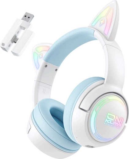 ONIKUMA Wireless Gaming Headphones with Cat Ears Blue