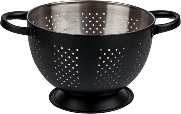 Deep stainless steel colander 22 × 15 cm, black