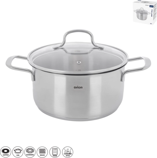 Casserole en inox Anett glass 4,6 l avec couvercle en verre