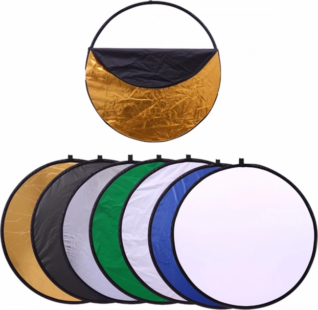 Pannello riflettente fotografico pieghevole 7 in 1, rotondo 60 cm con diffusore
