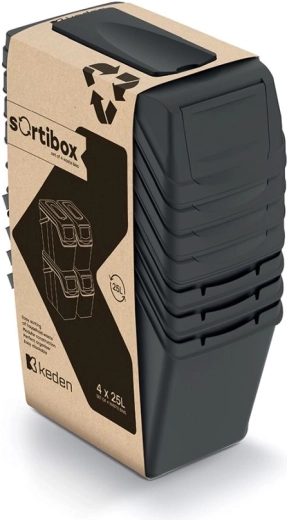 Set of sorting bins SORTIBOX 4×25 l black – Prosperplast