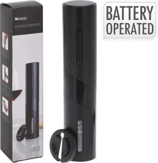 Cavatappi elettrico con taglierina per capsule, 23 cm, nero