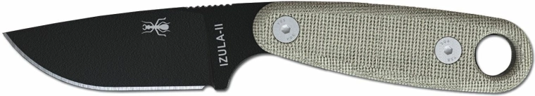 ESEE Izula II black neck knife with micarta handle and sheath